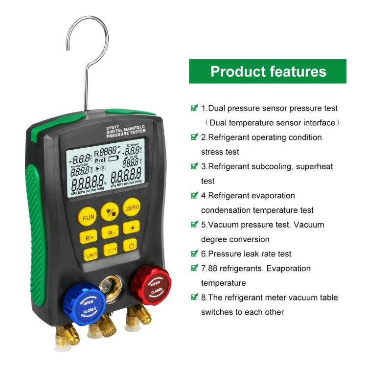 DUOYI DY517A Car Air Conditioning Diagnostic Instrument Temperature Monitor Fluoride Meter, DY517A DUOYI DY517A Car Air Conditioning Diagnostic Instrument Temperature Monitor Fluoride Meter, DY517A